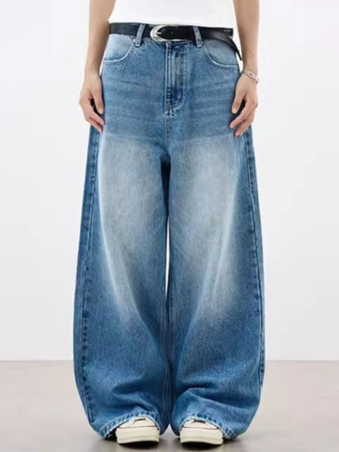 Men's Full Size Wide Leg Vintage Wash Jeans Plus Size