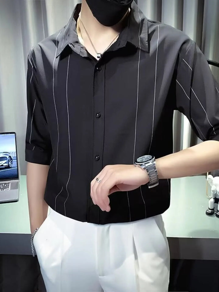 Men's Plus Size Striped Button Up Casual Shirt