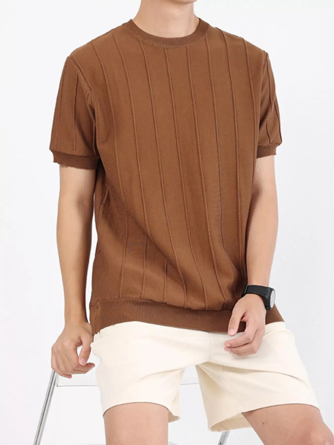 Men's Plus Size Textured Short Sleeve T-Shirt