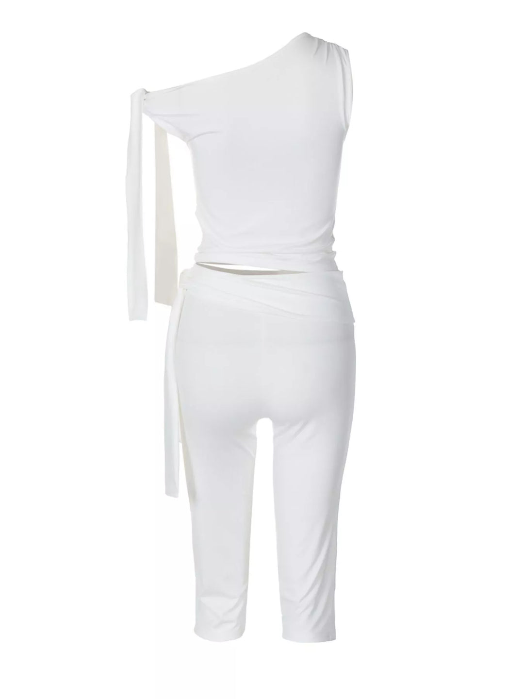 Tied One Shoulder Top and Capris Set