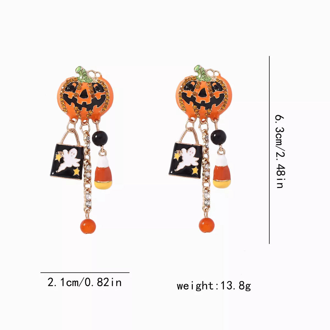 Halloween Pumpkin Ghost Dangle Earrings