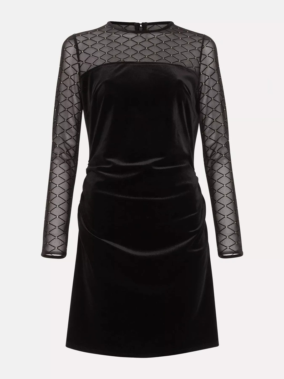 Velvet Mesh Long Sleeve Mini Dress