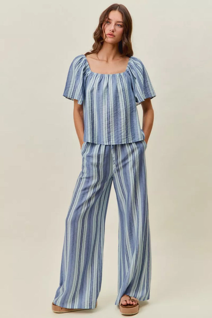 SO ME Stripe Wide Leg Pull On Pants