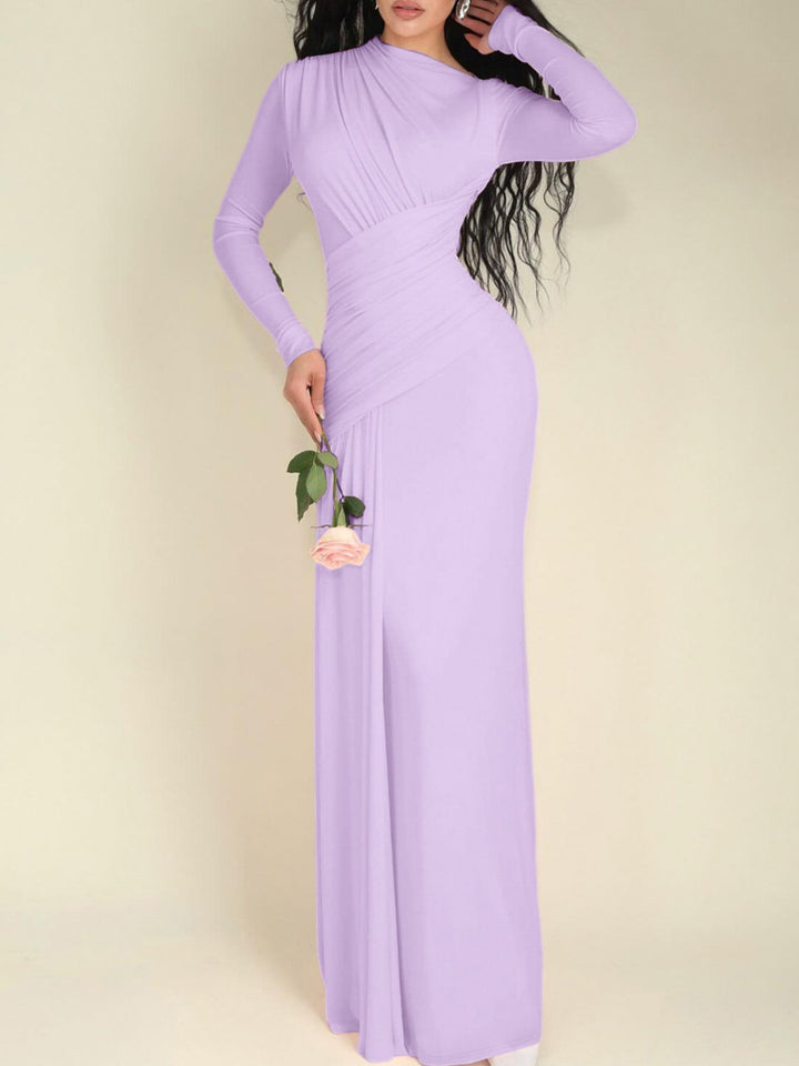 Ruched Long Sleeve Mermaid Maxi Dress