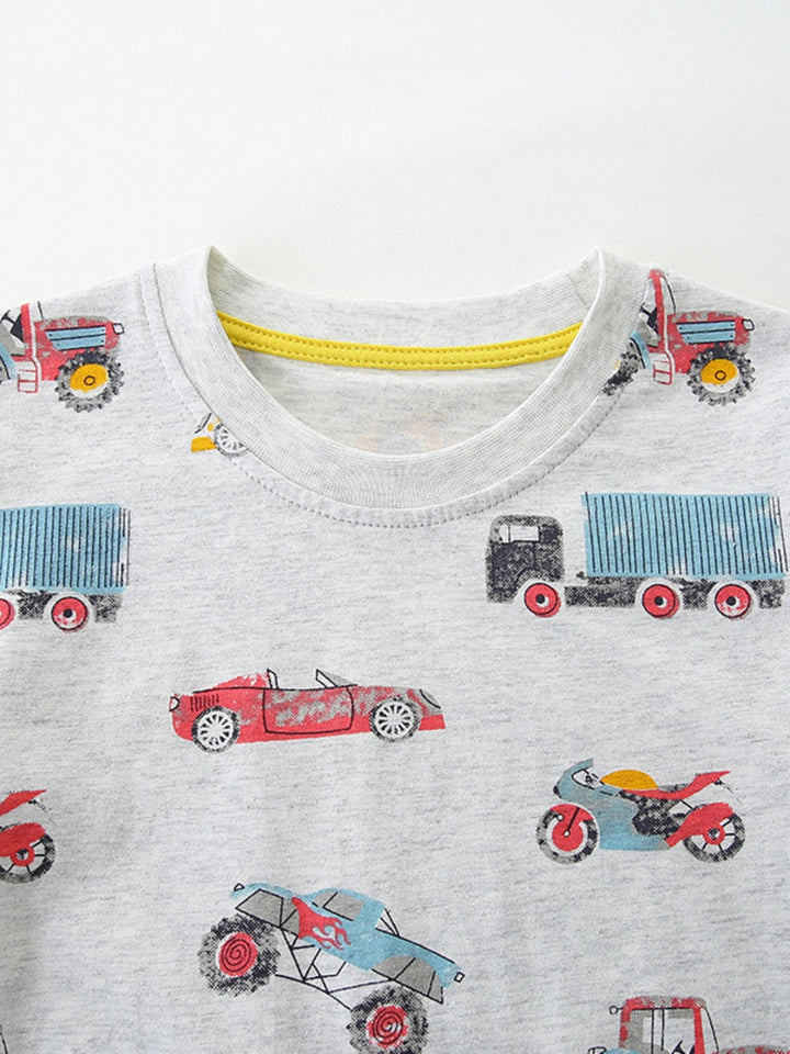 Children's Vehicle Print Short Sleeve T-Shirt