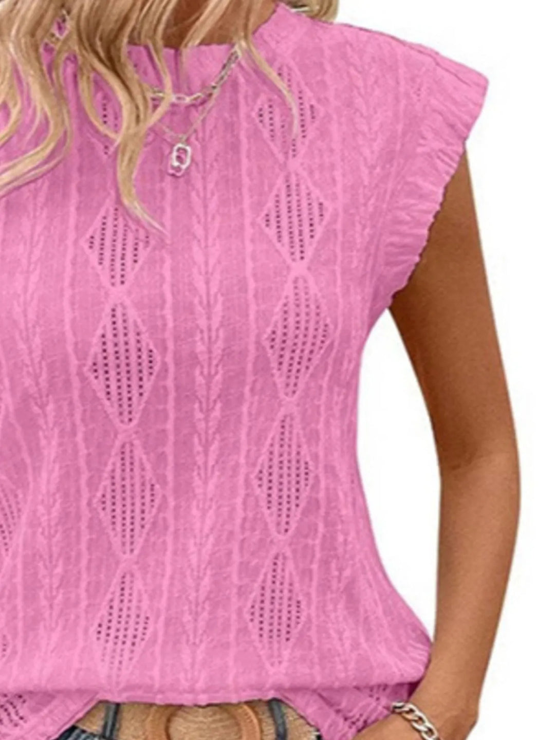 Openwork Round Neck Top