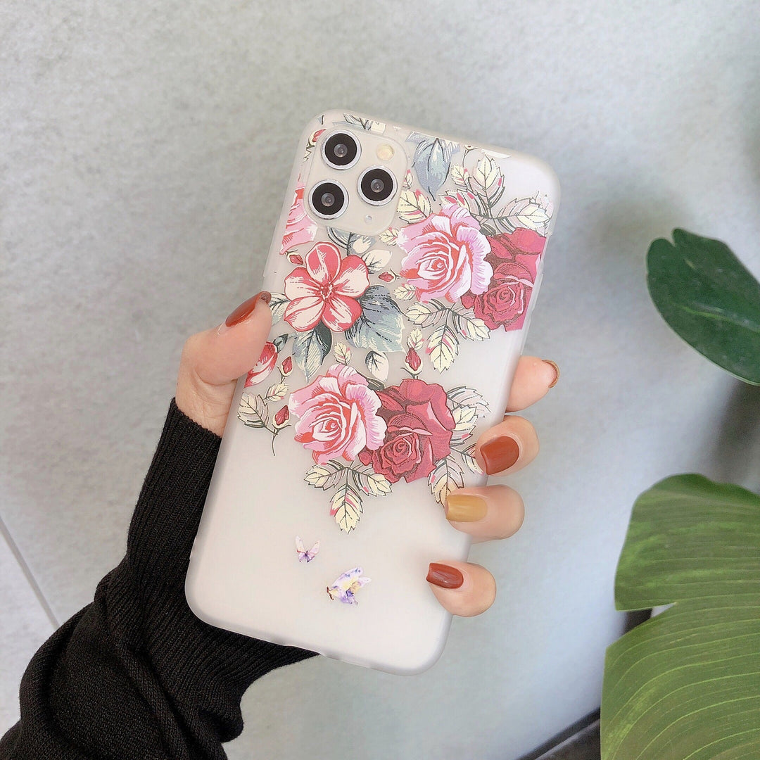 Frosted Transparent Creative Flower Phone Case