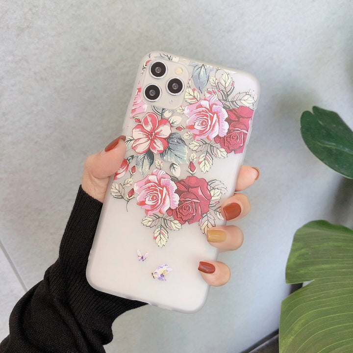 Frosted Transparent Creative Flower Phone Case