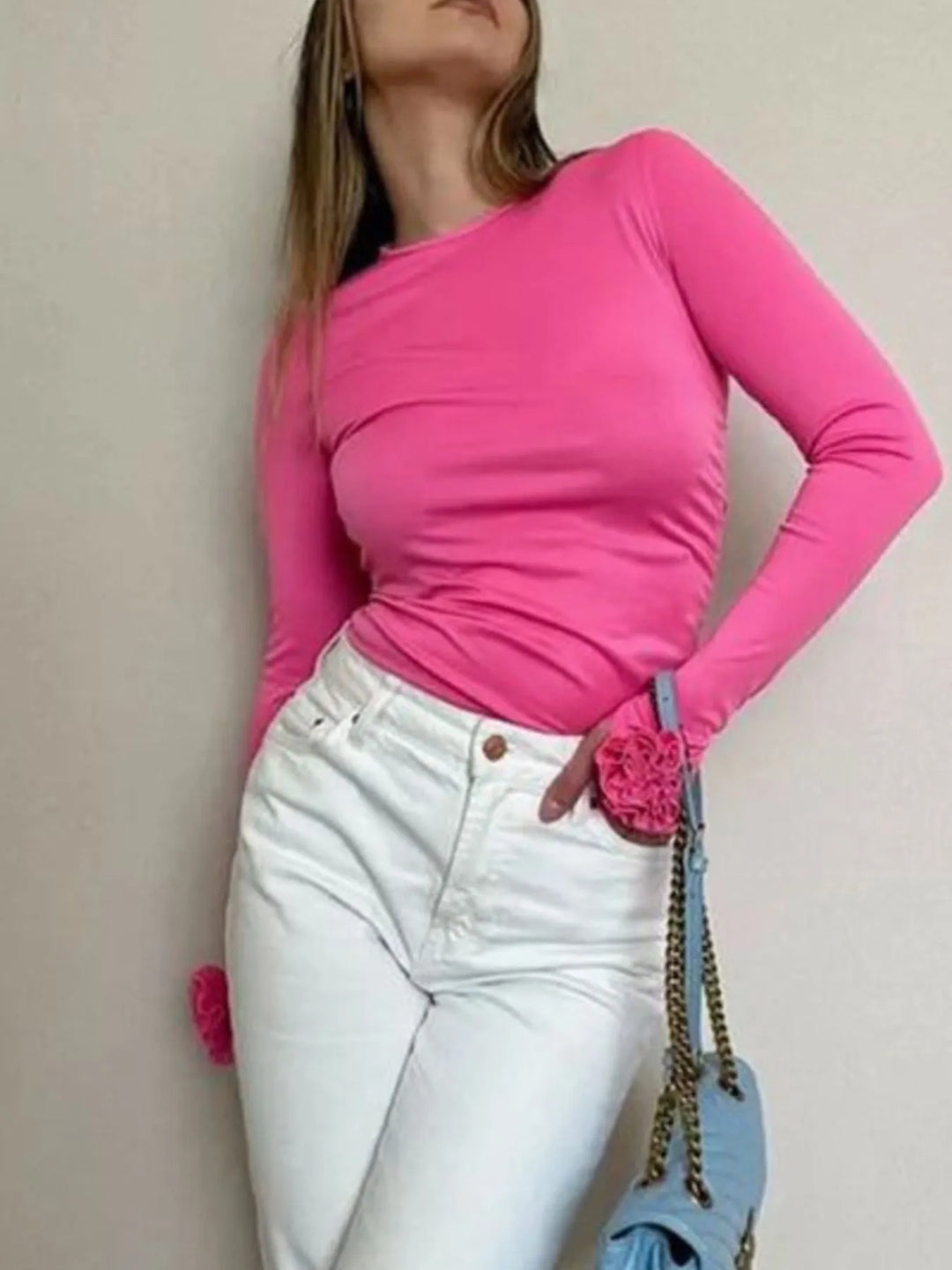 Flower Round Neck Long Sleeve T-Shirt