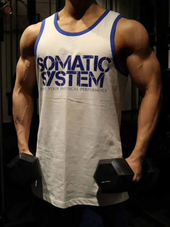 Men's Plus Size Round Neck Letter Graphic Tank