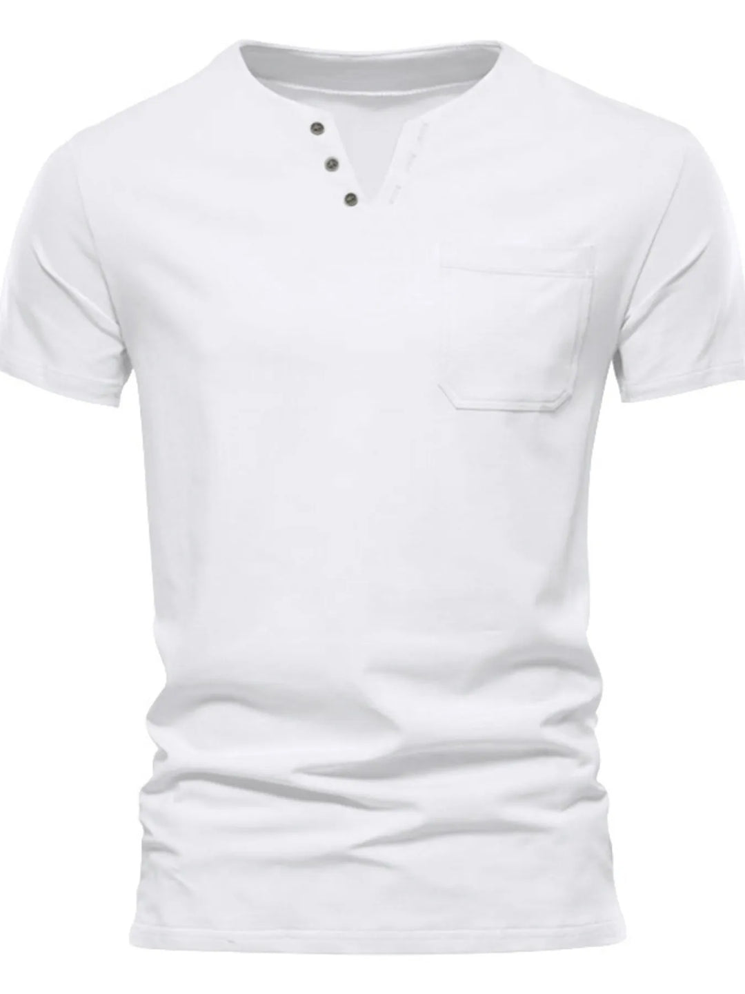 Men's Full Size Notched Henley T-Shirt with Chest Pocket Plus Size