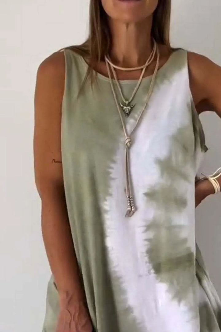 Tie-Dye Sleeveless Mini Tank Dress