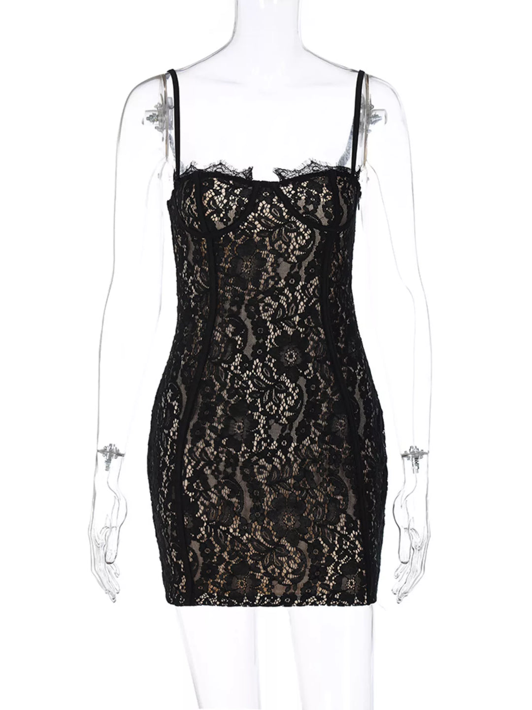 Lace Spaghetti Strap Mini Dress