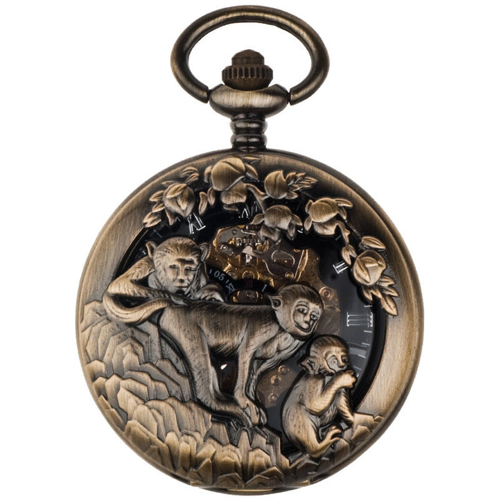 12-zodiac-animal Relief Mechanical Skeleton Watch With Roman Numeral Dial