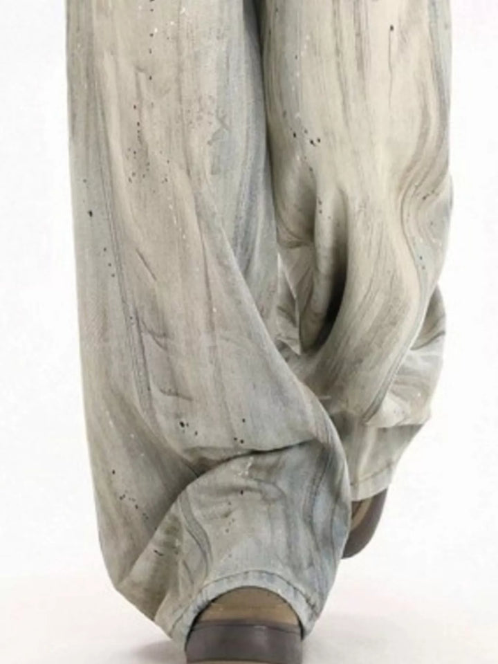 Men's Full Size Vintage Wash Wide Leg Jeans Plus Size