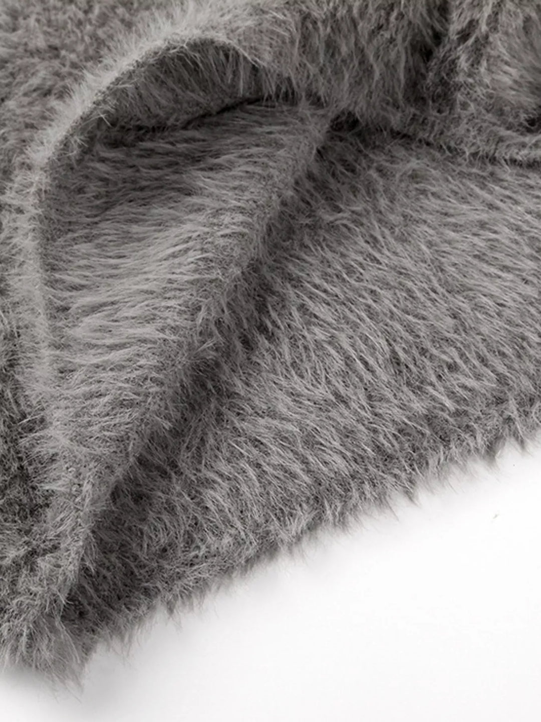 Fuzzy Round Neck Long Sleeve Sweater