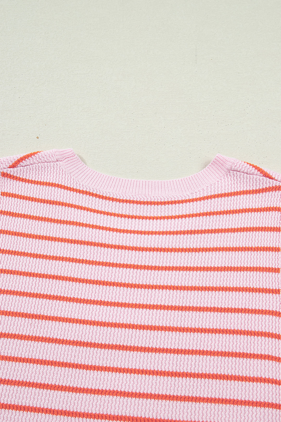 Pink Stripe Textured Knit Sleeveless Casual Sweater Top