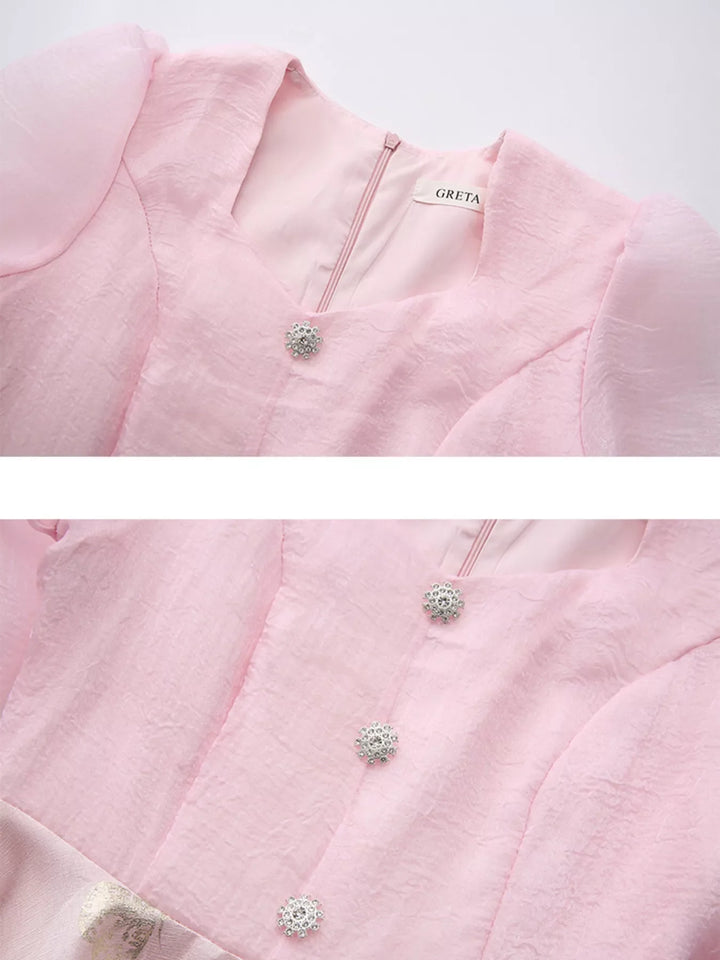 Butterfly Print Puff Sleeve Dress
