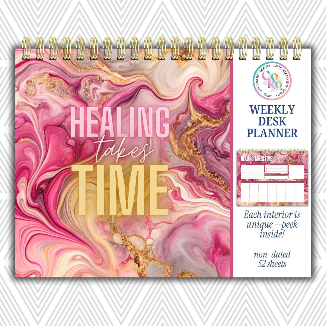 Healing Takes Time Weekly Desk Planner | Undated Self-Love Weekly Planner