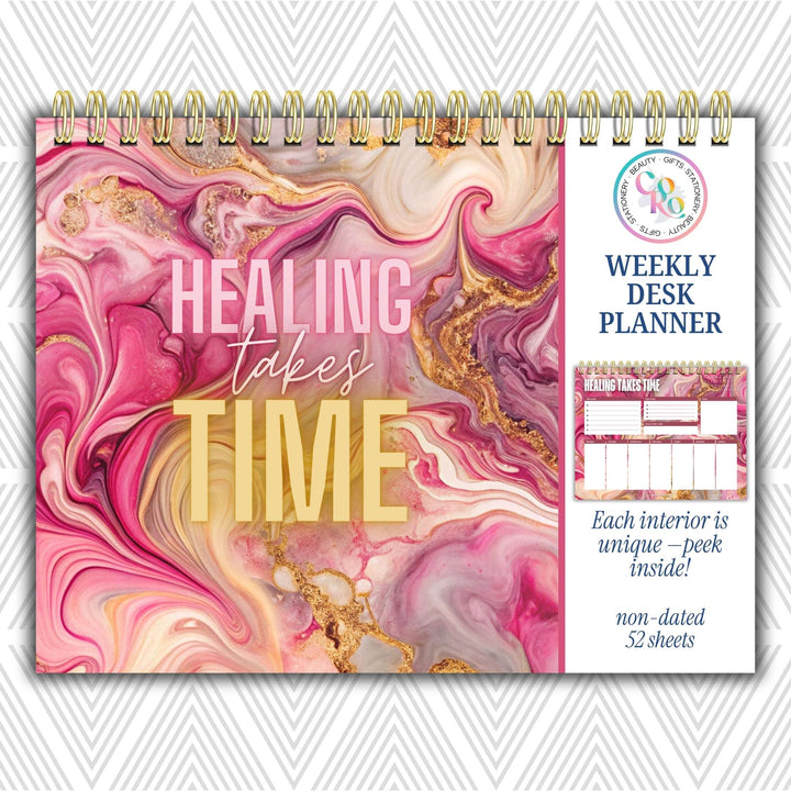 Healing Takes Time Weekly Desk Planner | Undated Self-Love Weekly Planner