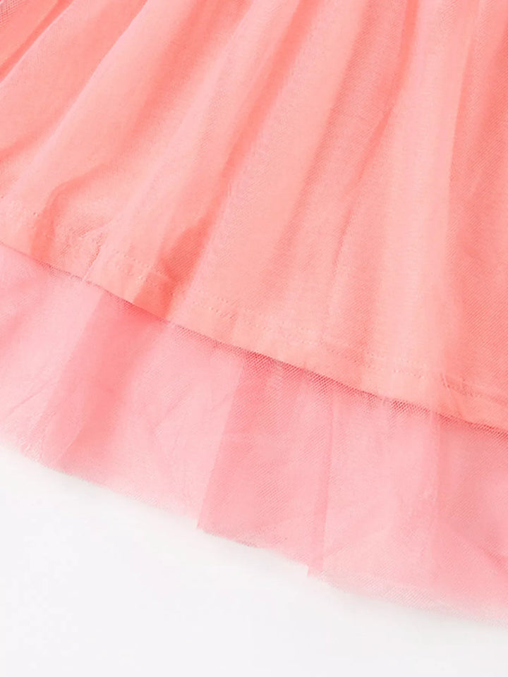 Children's Bunny Floral Print Tulle Dress