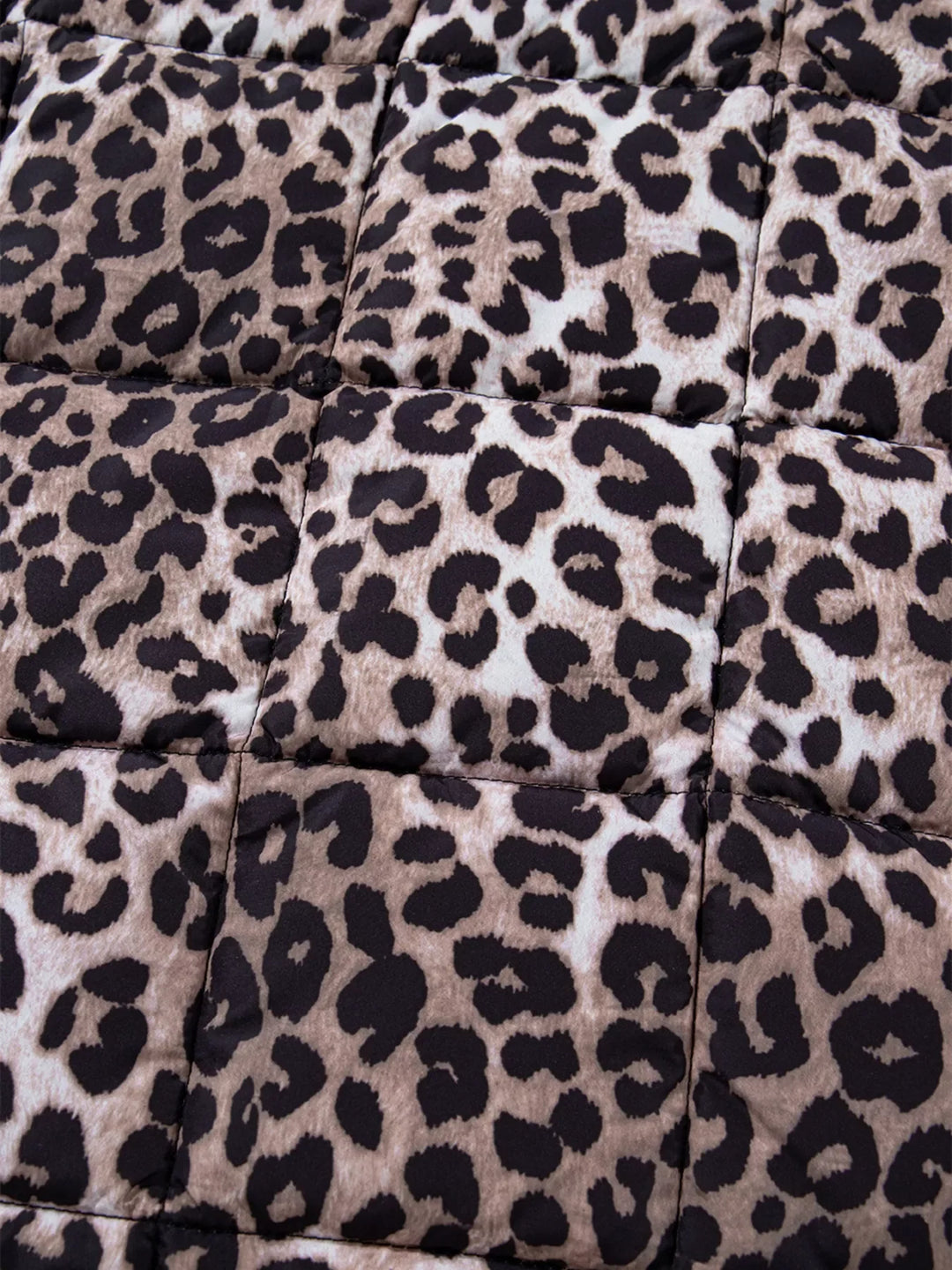 Leopard Quilted Full Zipper Casual Puff Vest