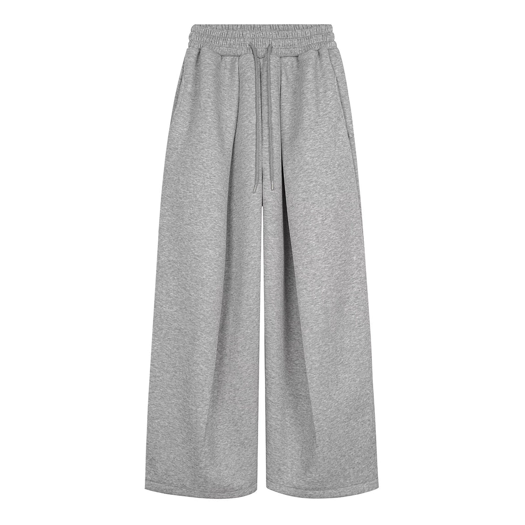 Embroidered Pleated Drawstring Sweatpants For Women Loose Straight Fit