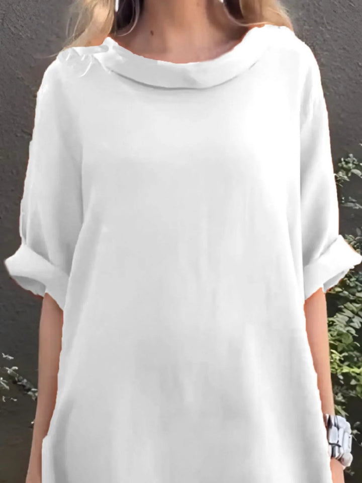 Full Size Casual Loose Fit Round Neck Midi Dress Plus Size