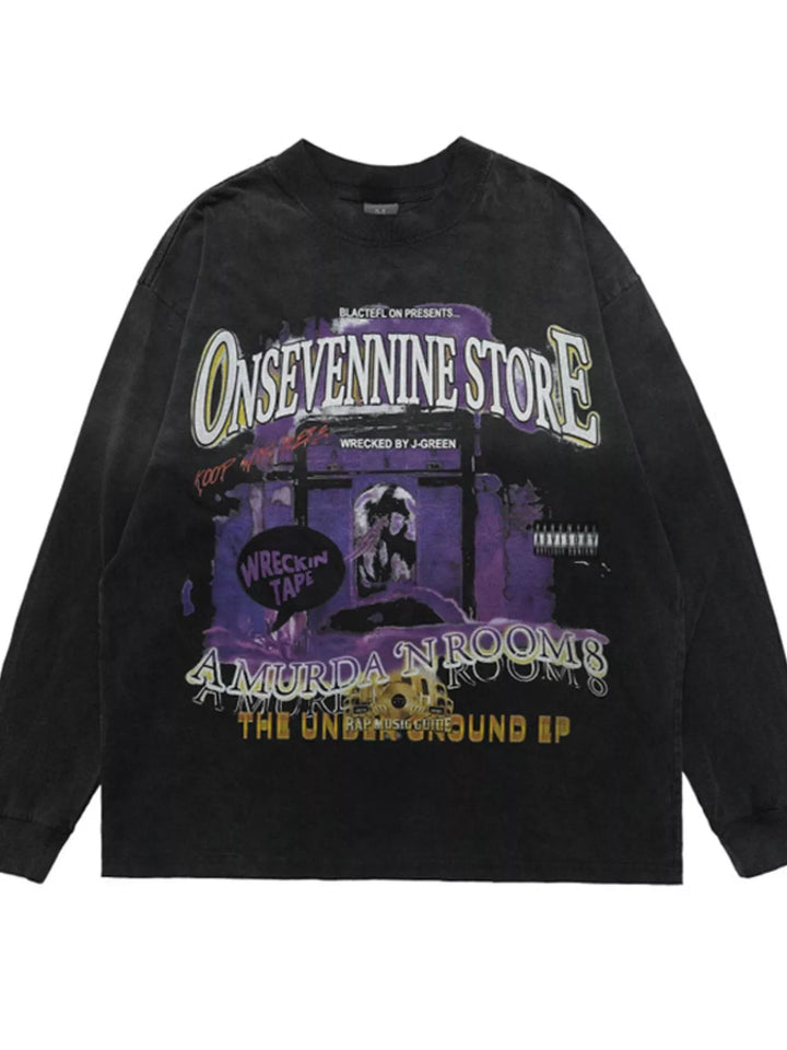 Men's Graphic Round Neck Long Sleeve T-Shirt