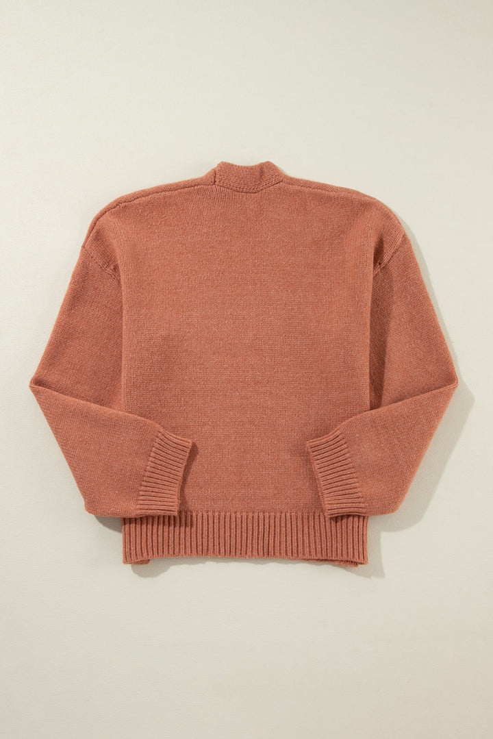 Light French Beige Drop Shoulder Open Front Cropped Cardigan