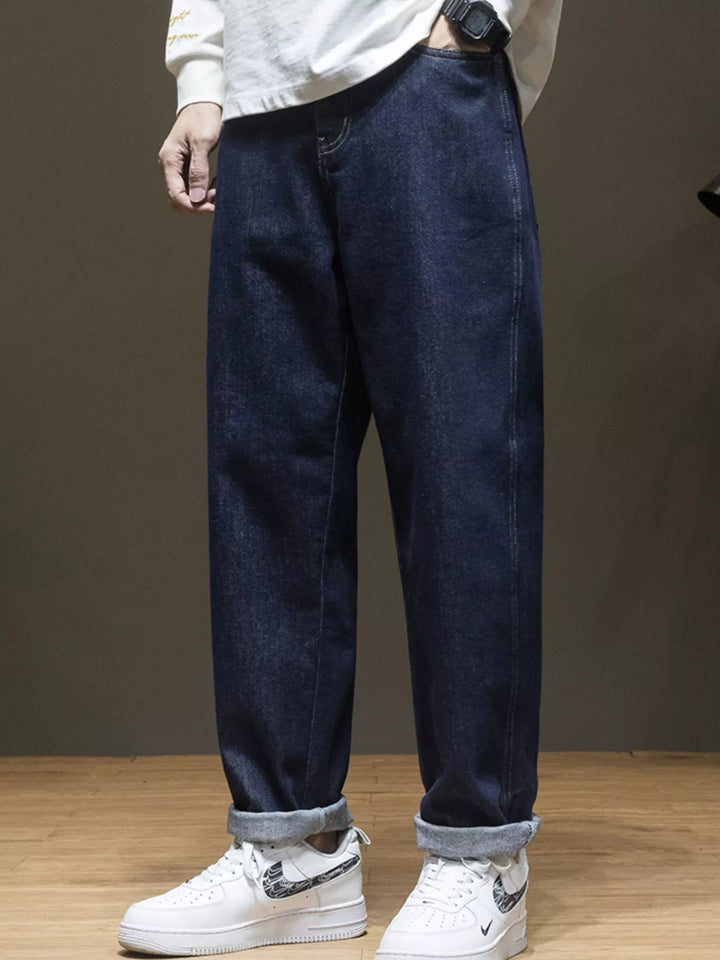 Men's Wide Leg Washed Jeans