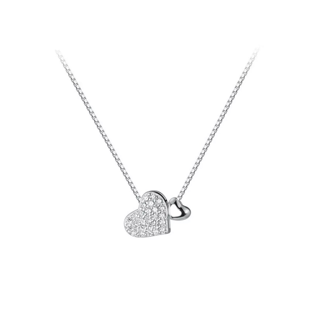 925 Sterling Silver Zircon Heart Necklace