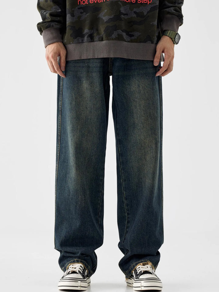 Men's Vintage Wash Wide Leg Jeans
