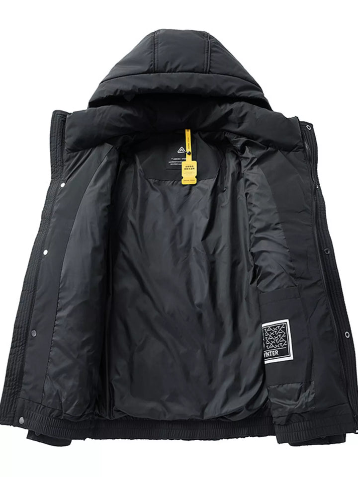 Men's Plus Size Snap Down Hooded Puffer Jacket