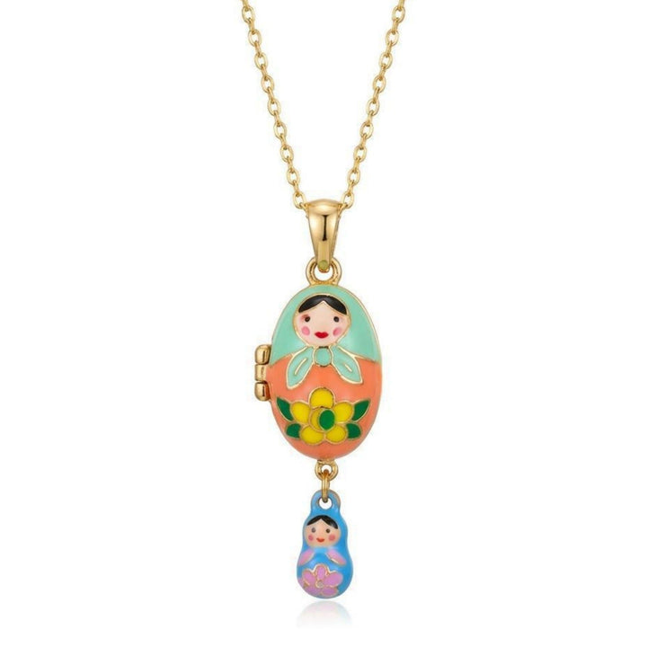 Colorful Dripped-Oil Egg Tumbler Puppy Pendant Necklace