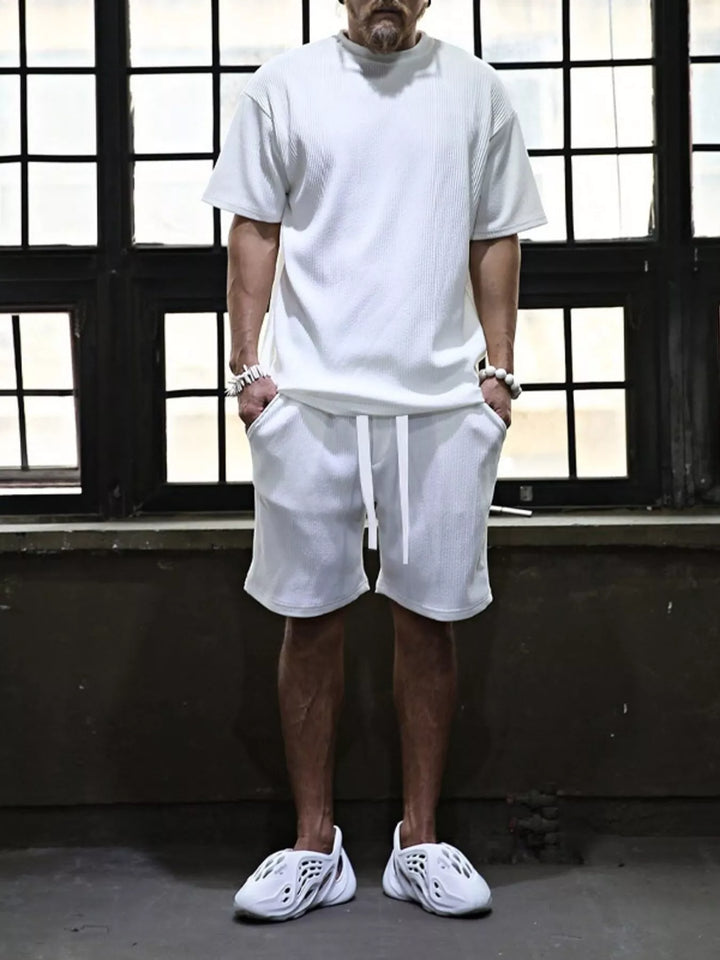 Men's Full Size Short Sleeve Top and Shorts Set Plus Size