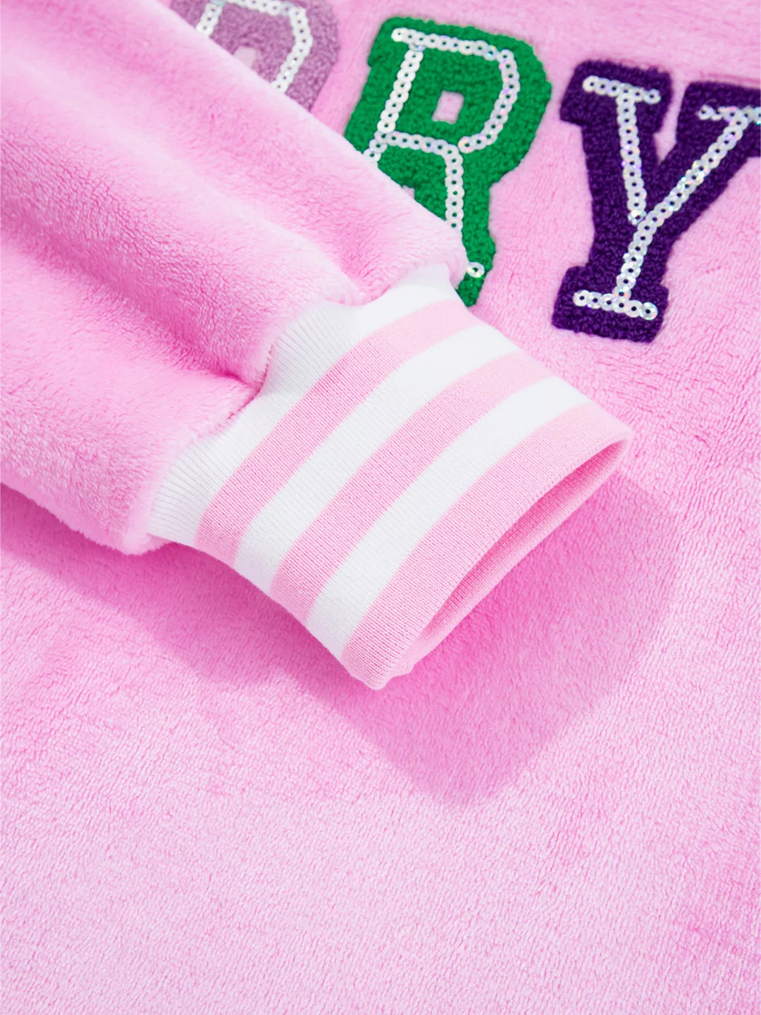 Sequin Chenille MERRY Graphic Plush Sweatshirt