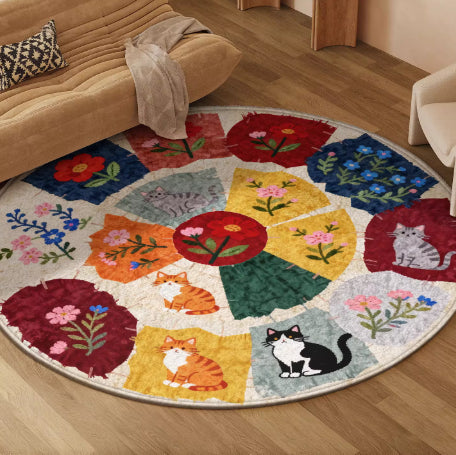 Round No Wash Wipeable Rug For Home Use