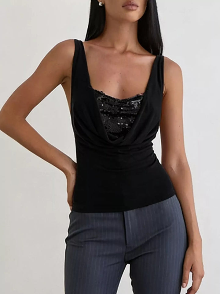 Sequin Detail Ruched Tank