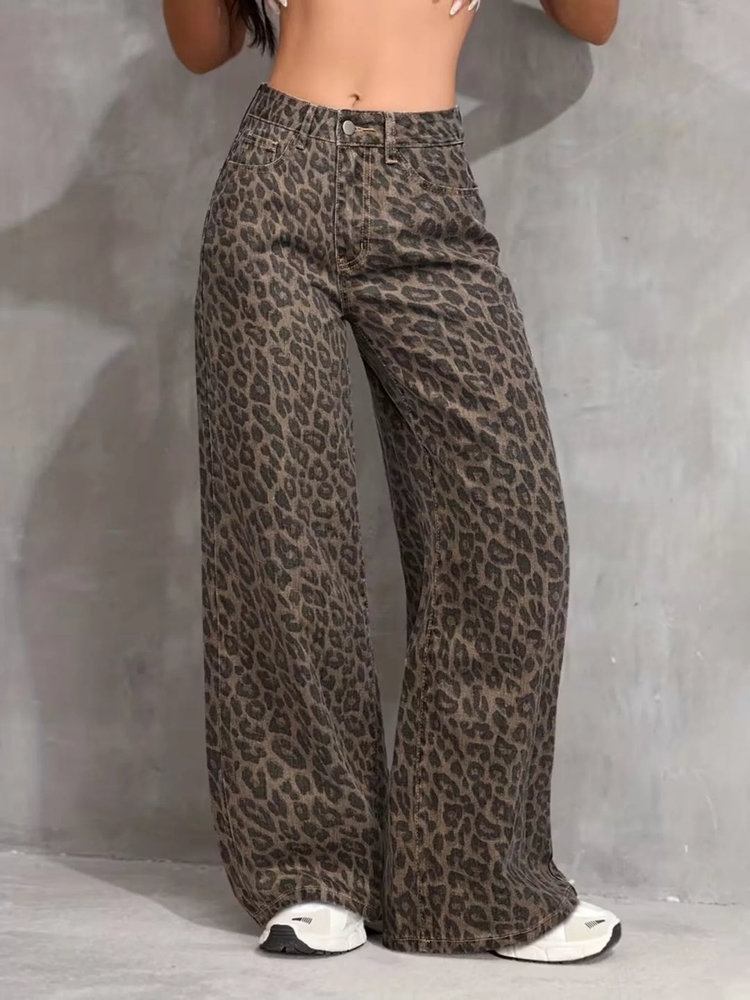 Leopard Wide Leg Jeans