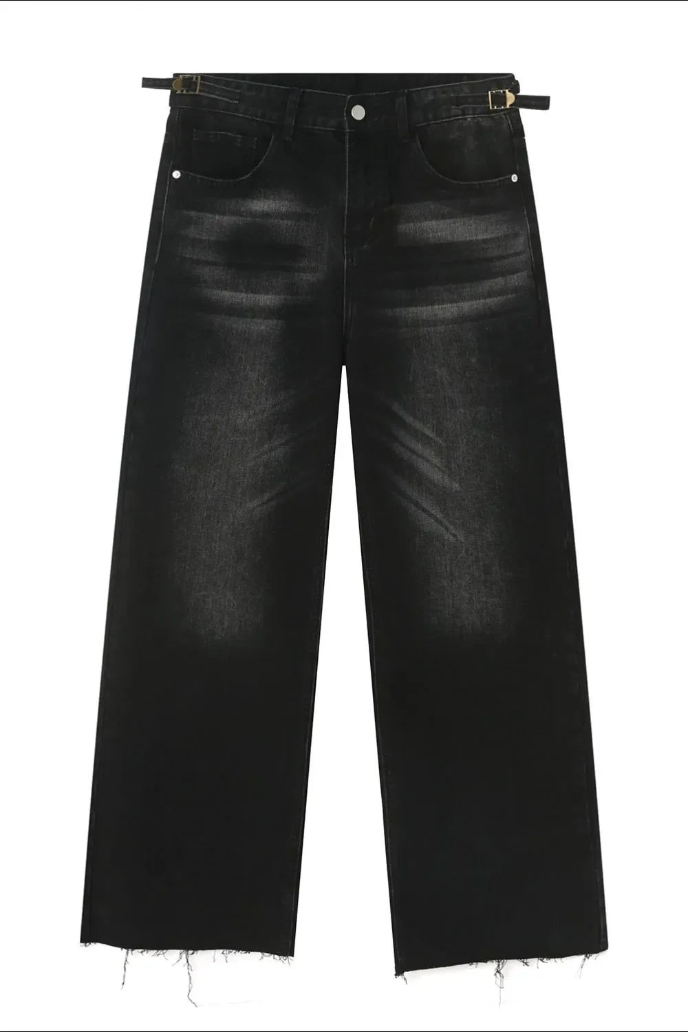 Raw Hem Straight Leg Jeans