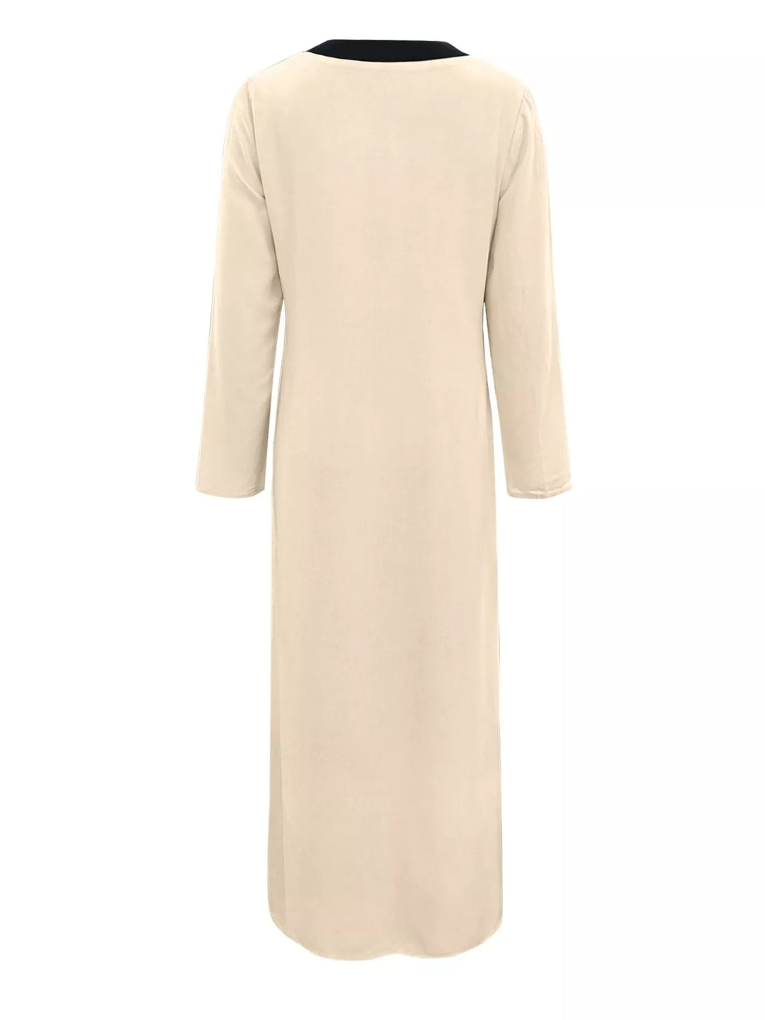 Contrast Trim Button-Down Midi Dress
