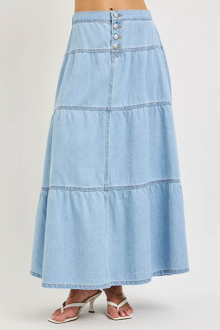 RISEN High Rise Ruffle Long Skirts