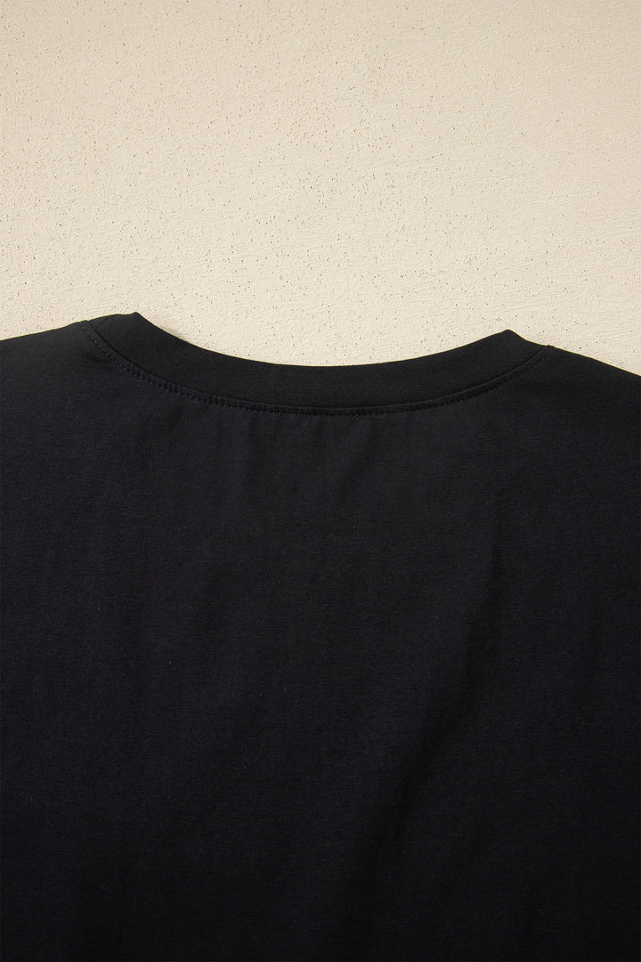 Black Varsity Striped Short Sleeve Crew Neck T Shirt