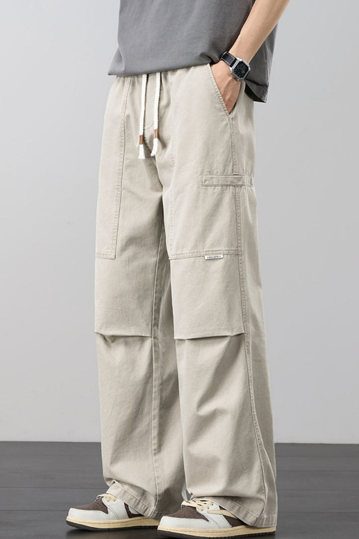 Men's Plus Size Loose Fit Cargo Pants with Drawstring