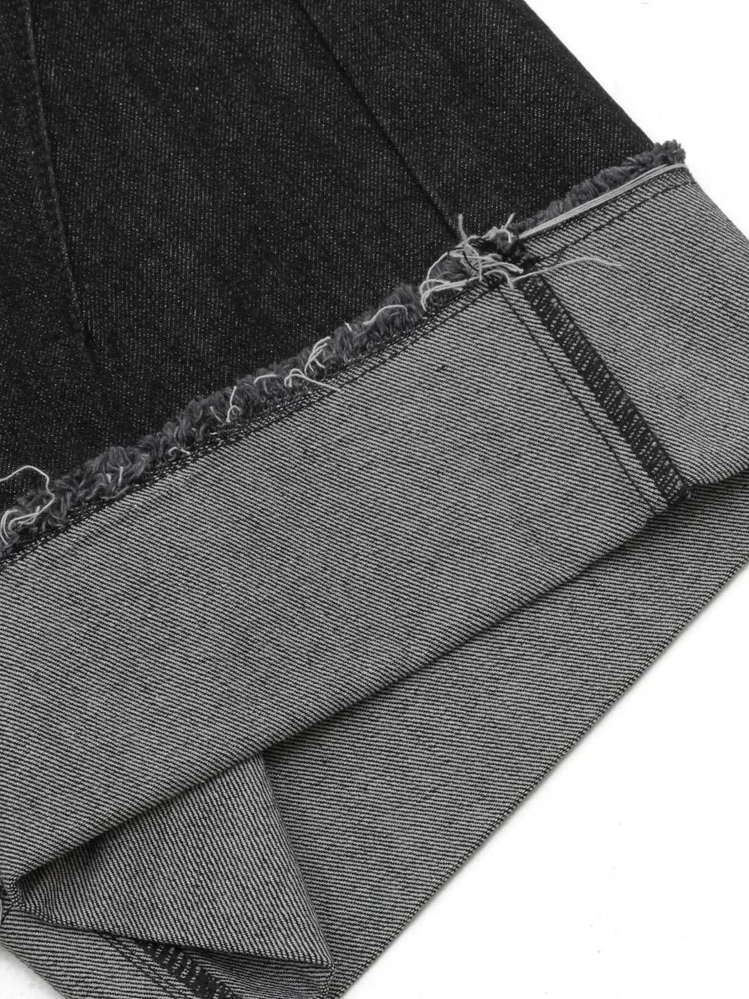 Men's Raw Hem Denim Bermuda Shorts with Contrast Cuffs