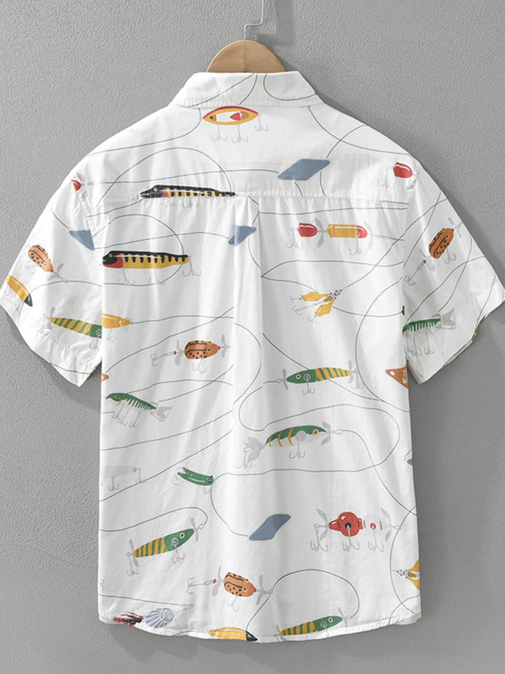 Men's Plus Size Printed Button Up Short Sleeve Shirt