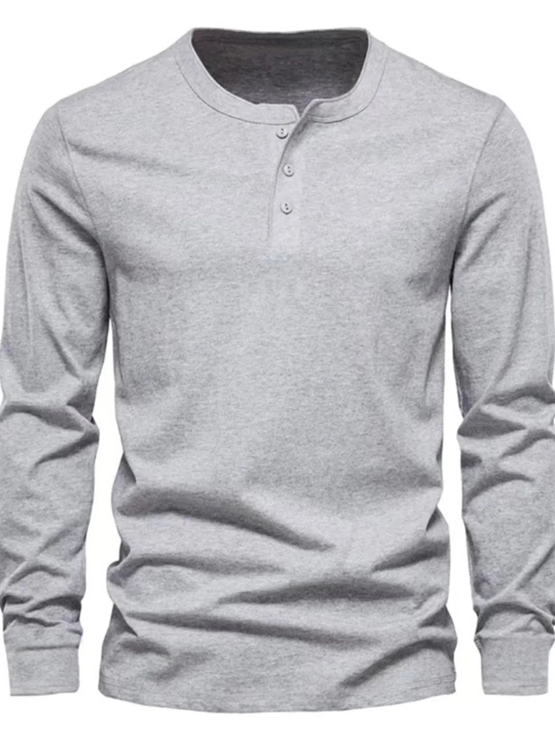 Men's Full Size Button Detail Long Sleeve Henley T-Shirt Plus Size