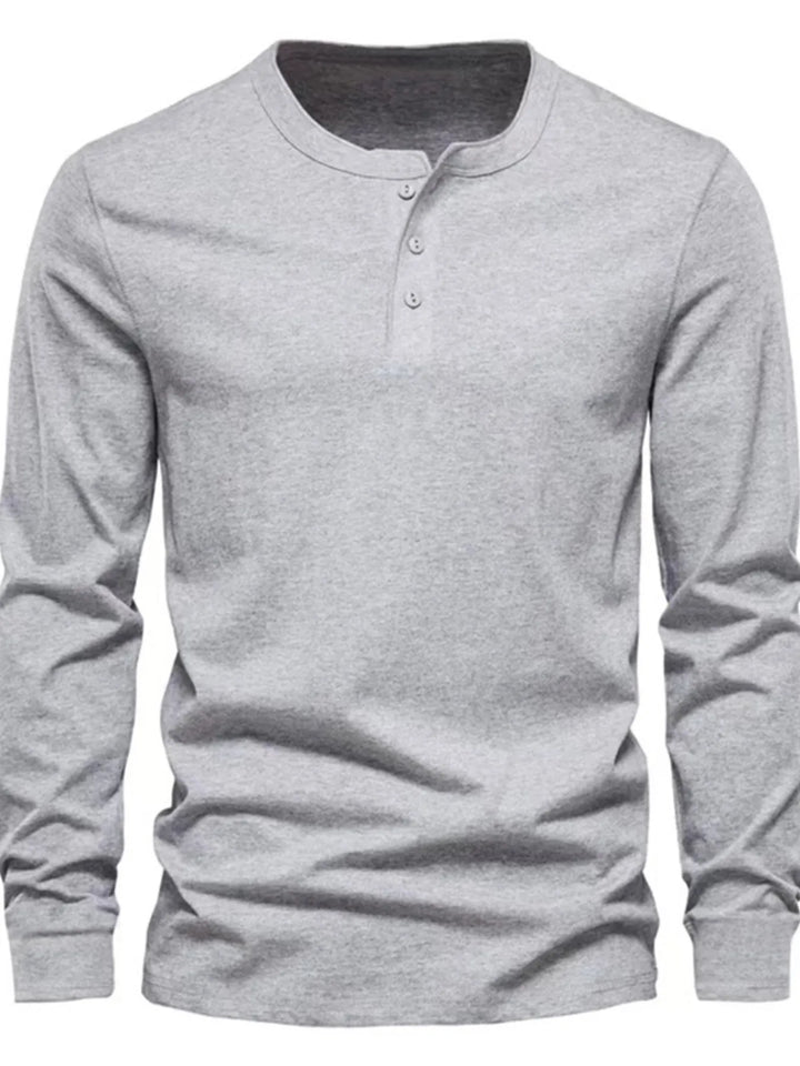 Men's Full Size Button Detail Long Sleeve Henley T-Shirt Plus Size
