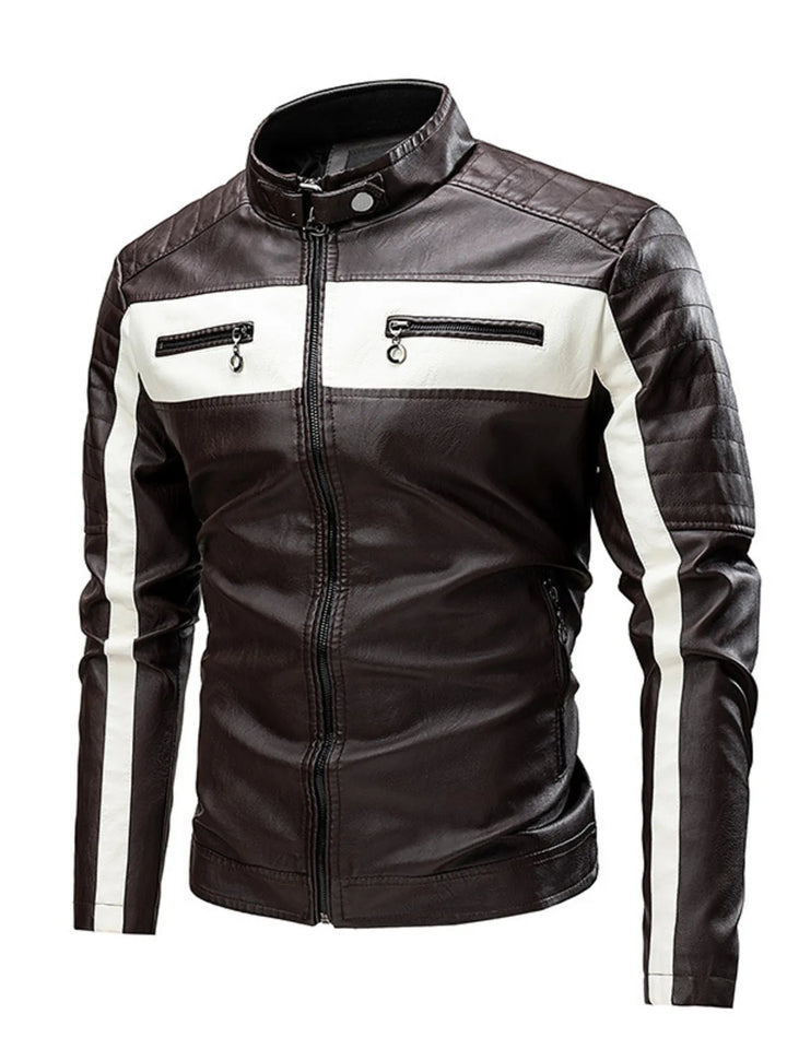 Men's Plus Size Contrast Zip Up Long Sleeve Jacket